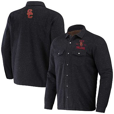 Men's Darius Rucker Collection by Fanatics  Heather Charcoal USC Trojans Sherpa-Lined Full-Snap Shacket