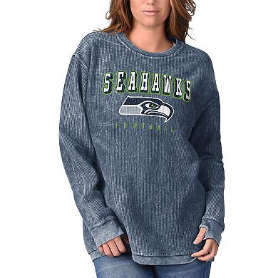 Women's G-III 4Her by Carl Banks Navy Seattle Seahawks Comfy Cord Pullover Sweatshirt
