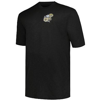 Men's Profile Black New Orleans Saints Big & Tall Two-Hit Throwback T-Shirt