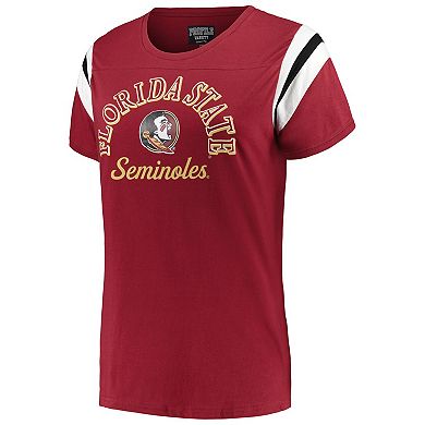 Women's Profile Garnet Florida State Seminoles Plus Size Striped Tailgate Scoop Neck T-Shirt