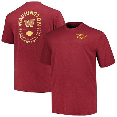 Men's Profile Burgundy Washington Commanders Big & Tall Two-Hit Throwback T-Shirt