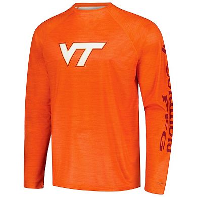 Men's Columbia  Orange Virginia Tech Hokies PFG Terminal Tackle Omni-Shade Raglan Long Sleeve T-Shirt