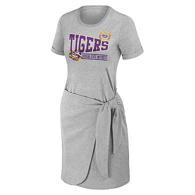 Women's WEAR by Erin Andrews Heather Gray LSU Tigers Knotted T-Shirt Dress