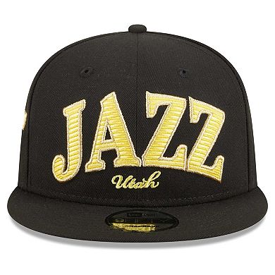 Men's New Era Black Utah Jazz Golden Tall Text 9FIFTY Snapback Hat