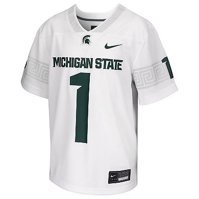 Youth Nike #1 White Michigan State Spartans Football Game Jersey