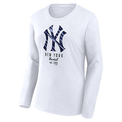Women's Fanatics Branded  White New York Yankees Long Sleeve T-Shirt