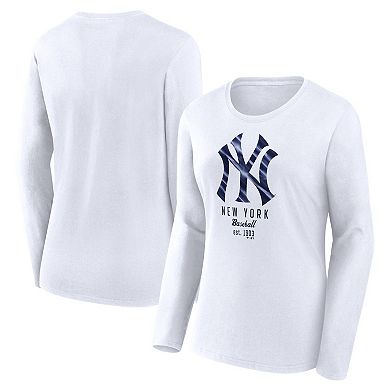 Women's Fanatics Branded  White New York Yankees Long Sleeve T-Shirt