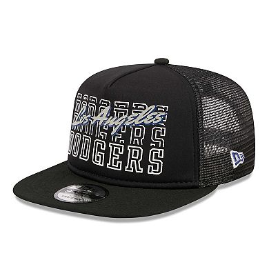 Men's New Era Black Los Angeles Dodgers  Street Team A-Frame Trucker 9FIFTY Snapback Hat