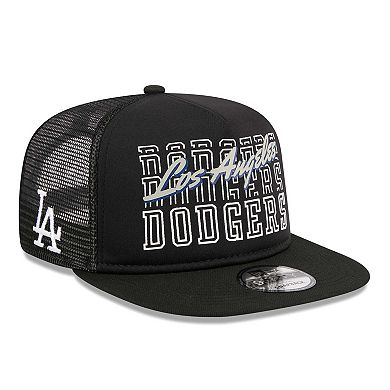 Men's New Era Black Los Angeles Dodgers  Street Team A-Frame Trucker 9FIFTY Snapback Hat