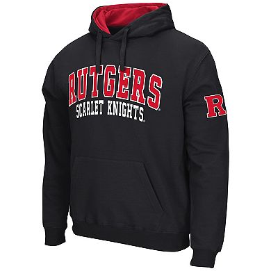 Men's Colosseum Black Rutgers Scarlet Knights Double Arch Pullover Hoodie