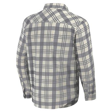 Men's Darius Rucker Collection by Fanatics Gray/Natural Miami Hurricanes Plaid Flannel Long Sleeve Button-Up Shirt