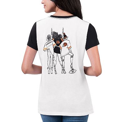 Women's G-III 4Her by Carl Banks White/Black Cincinnati Bengals Fashion Illustration T-Shirt