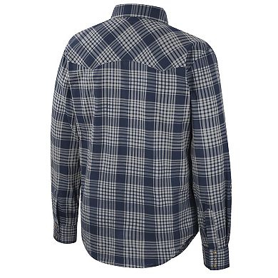 Men's Colosseum x Wrangler  Navy Auburn Tigers Plaid Western Long Sleeve Snap-Up Shirt