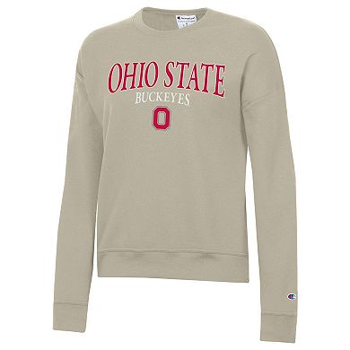 Women's Champion Tan Ohio State Buckeyes Powerblend Pullover Sweatshirt