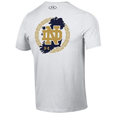 Men's Under Armour White Notre Dame Fighting Irish 2023 Aer Lingus College Football Classic Map Performance Cotton T-Shirt