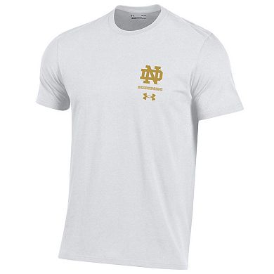 Men's Under Armour White Notre Dame Fighting Irish 2023 Aer Lingus College Football Classic Map Performance Cotton T-Shirt