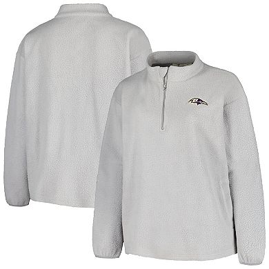 Women's Profile Gray Baltimore Ravens Plus Size Sherpa Quarter-Zip Jacket