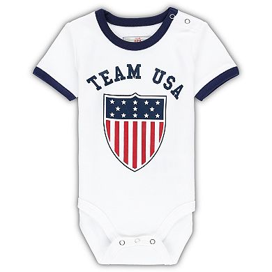 Newborn & Infant White Team USA Shield Bodysuit