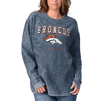 Women's G-III 4Her by Carl Banks Navy Denver Broncos Comfy Cord Pullover Sweatshirt