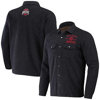 Men's Darius Rucker Collection by Fanatics  Heather Charcoal Ohio State Buckeyes Sherpa-Lined Full-Snap Shacket