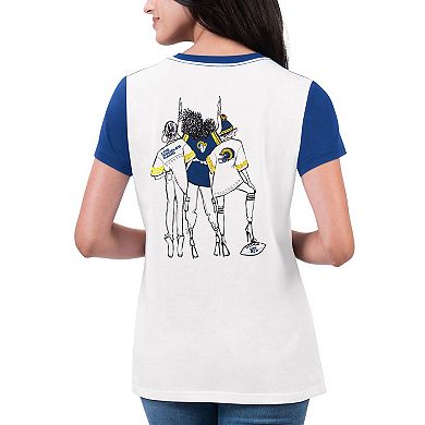 Women's G-III 4Her by Carl Banks White/Royal Los Angeles Rams Fashion Illustration T-Shirt