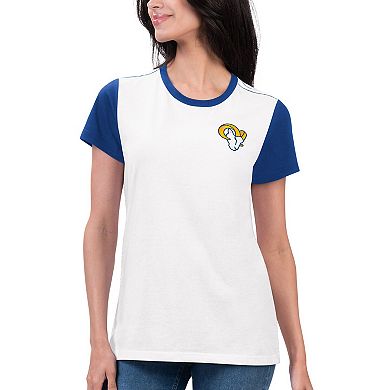 Women's G-III 4Her by Carl Banks White/Royal Los Angeles Rams Fashion Illustration T-Shirt