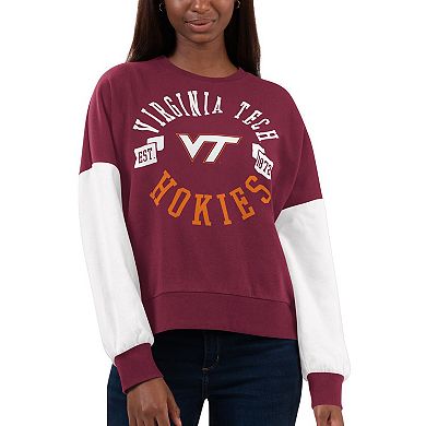 Women's G-III 4Her by Carl Banks Maroon/White Virginia Tech Hokies Team Pride Colorblock Pullover Sweatshirt