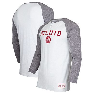 Men's Concepts Sport White/Charcoal Atlanta United FC Concord Henley Raglan Long Sleeve T-Shirt