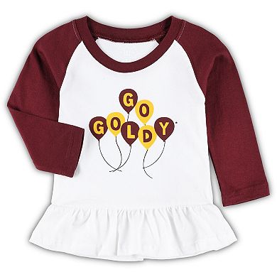 Girls Infant Wes & Willy Maroon/White Minnesota Golden Gophers Balloon Raglan 3/4-Sleeve T-Shirt & Leggings Set
