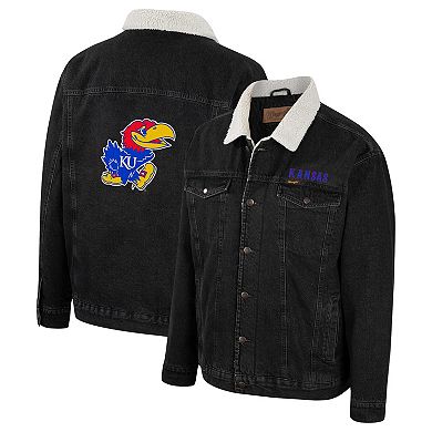 Men's Colosseum x Wrangler Charcoal Kansas Jayhawks Western Button-Up Denim Jacket