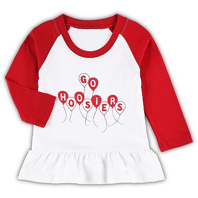 Girls Infant Wes & Willy Crimson/White Indiana Hoosiers Balloon Raglan 3/4-Sleeve T-Shirt & Leggings Set