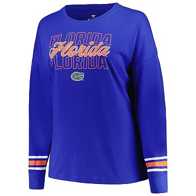 Women's Profile Royal Florida Gators Plus Size Triple Script Scoop Neck Long Sleeve T-Shirt