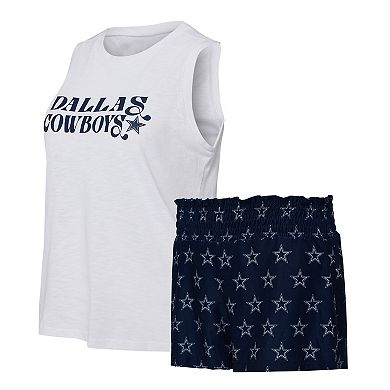 Women's Concepts Sport Navy/White Dallas Cowboys Gauge Tank Top & Shorts Sleep Set
