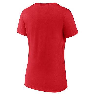 Women's Fanatics Branded Red Wisconsin Badgers Evergreen Logo V-Neck T-Shirt