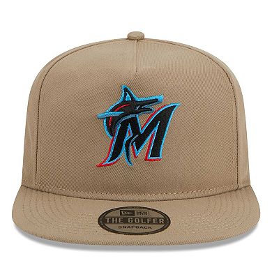 Men's New Era  Khaki Miami Marlins Golfer Adjustable Hat