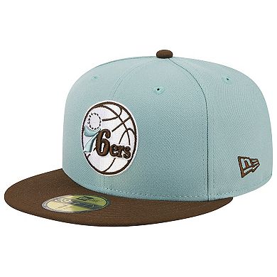 Men's New Era Light Blue/Brown Philadelphia 76ers Two-Tone 59FIFTY Fitted Hat