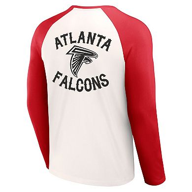 Men's NFL x Darius Rucker Collection by Fanatics Cream/Red Atlanta Falcons Long Sleeve Raglan T-Shirt