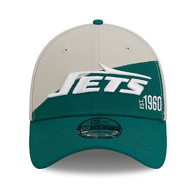 Men's New Era Cream/Kelly Green New York Jets 2023 Sideline Historic 39THIRTY Flex Hat