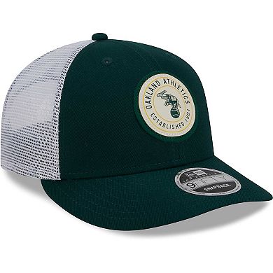 Men's New Era Green Oakland Athletics Circle Trucker Low Profile 9FIFTY Snapback Hat