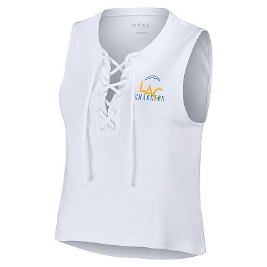 Women's WEAR by Erin Andrews  White Los Angeles Chargers Lace-Up Tank Top