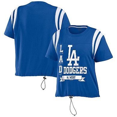Women's WEAR by Erin Andrews Royal Los Angeles Dodgers Cinched Colorblock T-Shirt
