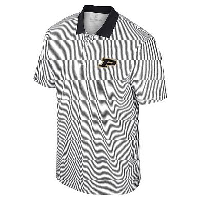 Men's Colosseum White/Black Purdue Boilermakers Print Stripe Polo