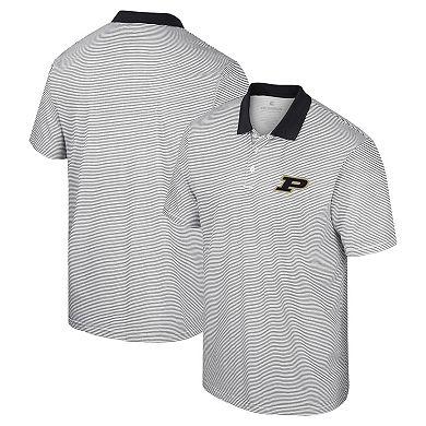 Men's Colosseum White/Black Purdue Boilermakers Print Stripe Polo