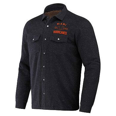 Men's Darius Rucker Collection by Fanatics  Heather Charcoal Miami Hurricanes Sherpa-Lined Full-Snap Shacket