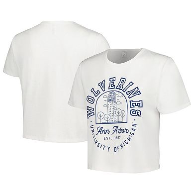 Women's ZooZatz White Michigan Wolverines Local Crop T-Shirt