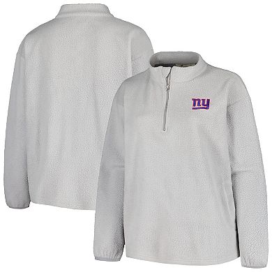 Women's Profile Gray New York Giants Plus Size Sherpa Quarter-Zip Jacket