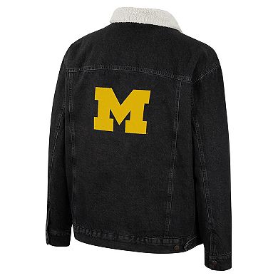 Men's Colosseum x Wrangler Charcoal Michigan Wolverines Western Button-Up Denim Jacket