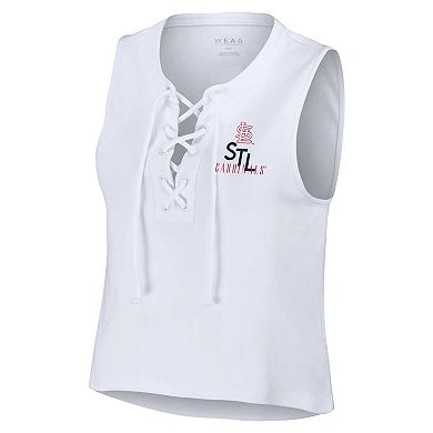 Women's WEAR by Erin Andrews White St. Louis Cardinals Lace-Up Tank Top