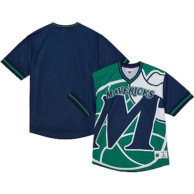 Men's Mitchell & Ness  Green Dallas Mavericks Jumbotron 3.0 Mesh V-Neck T-Shirt