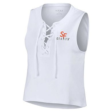 Women's WEAR by Erin Andrews White San Francisco Giants Lace-Up Tank Top